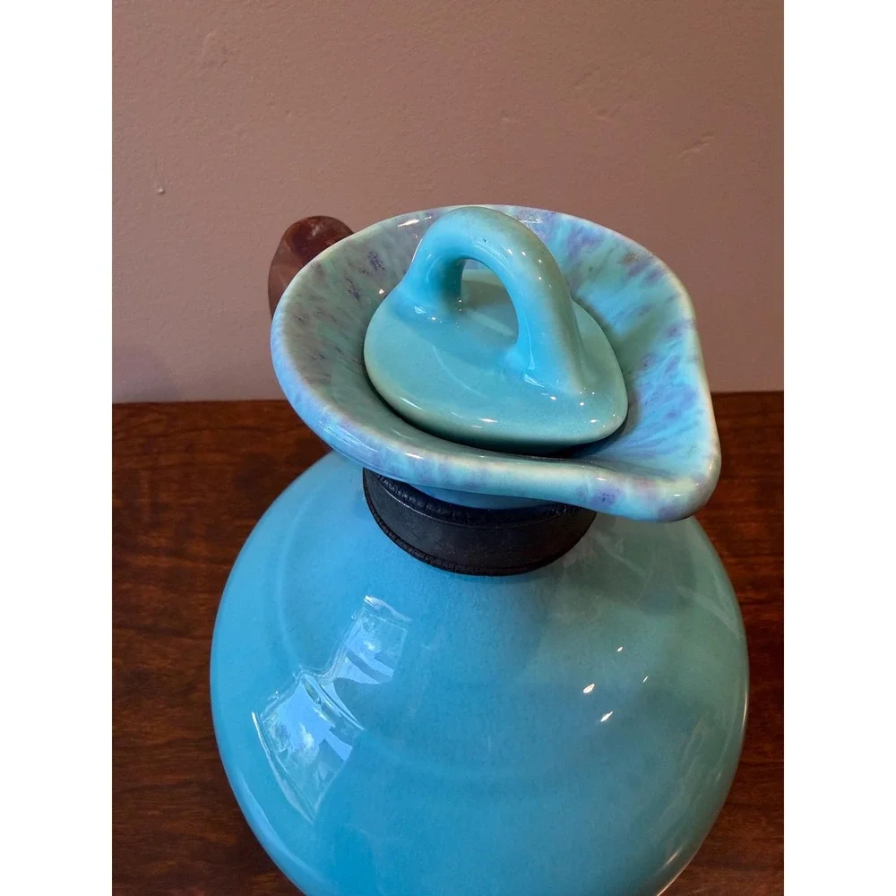 Vintage Gladding McBean El Patio Glacial Blue Drip Glaze Coffee Carafe